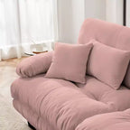 Canapé 2 places Cloud pour salon, canapé 2 places en chenille avec 2 coussins lombaires et 2 coussins décoratifs, chenille café clair