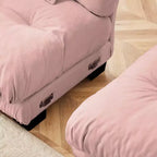 Canapé 2 places Cloud pour salon, canapé 2 places en chenille avec 2 coussins lombaires et 2 coussins décoratifs, chenille café clair