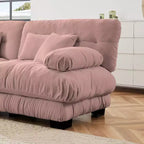Canapé 2 places Cloud pour salon, canapé 2 places en chenille avec 2 coussins lombaires et 2 coussins décoratifs, chenille café clair