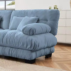 Canapé 2 places Cloud pour salon, canapé 2 places en chenille avec 2 coussins lombaires et 2 coussins décoratifs, chenille café clair