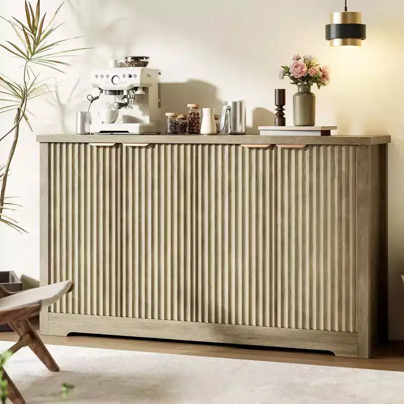 Buffet encastré Gustowave avec rangement, 4 portes et étagères réglables