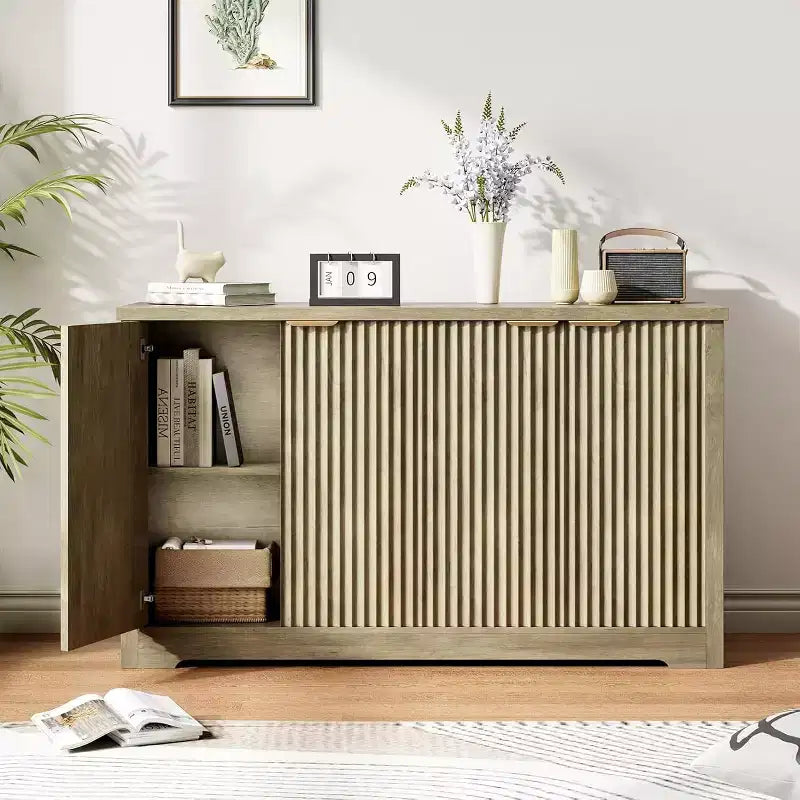 Buffet encastré Gustowave avec rangement, 4 portes et étagères réglables