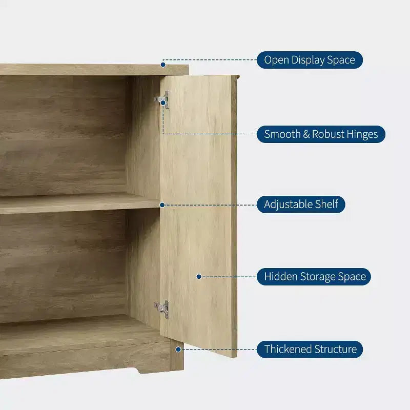 Buffet encastré Gustowave avec rangement, 4 portes et étagères réglables