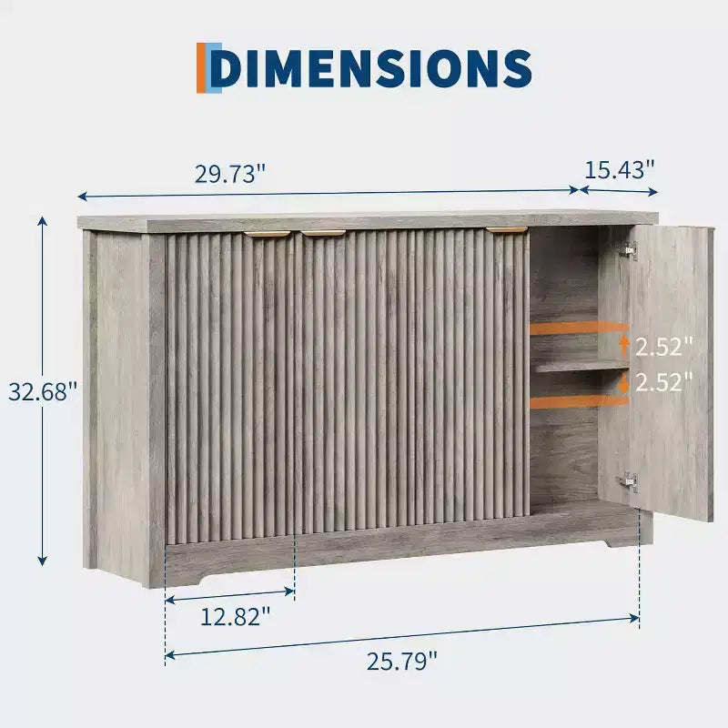 Buffet encastré Gustowave avec rangement, 4 portes et étagères réglables