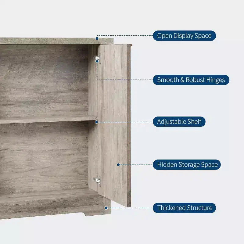 Buffet encastré Gustowave avec rangement, 4 portes et étagères réglables