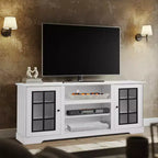 Meuble TV EROMMY avec porte en verre trempé pour téléviseurs jusqu'à 65 pouces