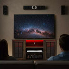 Meuble TV EROMMY avec porte en verre trempé pour téléviseurs jusqu'à 65 pouces