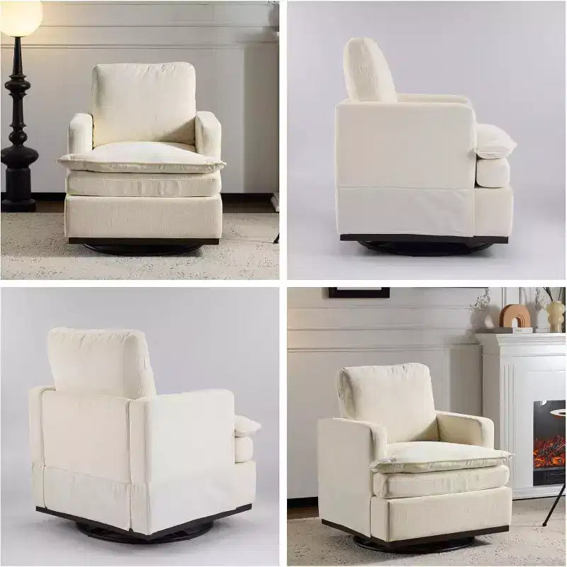 VINGLI Fauteuil Pivotant Mid-Century Moderne avec Coussins à Double Épaisseur, Canapé Simple Carré Confortable Rembourré pour Salon