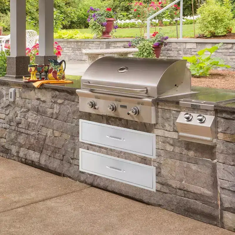 Tiroir de cuisine extérieure, tiroir BBQ encastrable 1 couche en acier inoxydable pour cuisines extérieures et îlots BBQ