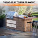 Tiroir de cuisine extérieure, tiroir BBQ encastrable 1 couche en acier inoxydable pour cuisines extérieures et îlots BBQ