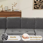Canapé-lit modulaire sectionnel 4 places Dyonery avec lit gigogne, canapé sectionnel en forme de U en chenille avec ports USB/dossier réglable, assemblage sans outils