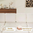 Canapé-lit modulaire sectionnel 4 places Dyonery avec lit gigogne, canapé sectionnel en forme de U en chenille avec ports USB/dossier réglable, assemblage sans outils