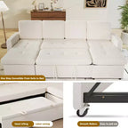 Canapé-lit modulaire sectionnel 4 places Dyonery avec lit gigogne, canapé sectionnel en forme de U en chenille avec ports USB/dossier réglable, assemblage sans outils