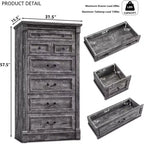 Mastgoal 57 Commode de Ferme avec 7 Tiroirs, Meuble de Rangement Rustique en Bois avec Colonne Romaine pour Chambre à Coucher