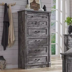 Mastgoal 57 Commode de Ferme avec 7 Tiroirs, Meuble de Rangement Rustique en Bois avec Colonne Romaine pour Chambre à Coucher