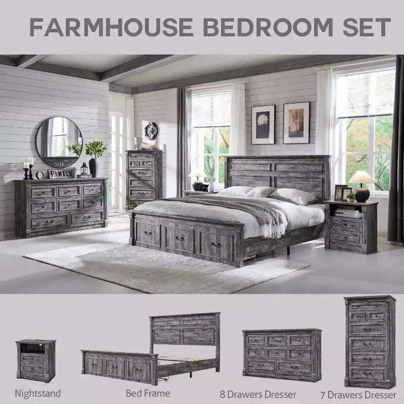 Mastgoal 57 Commode de Ferme avec 7 Tiroirs, Meuble de Rangement Rustique en Bois avec Colonne Romaine pour Chambre à Coucher