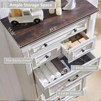 Mastgoal 57 Commode de Ferme avec 7 Tiroirs, Meuble de Rangement Rustique en Bois avec Colonne Romaine pour Chambre à Coucher