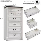 Mastgoal 57 Commode de Ferme avec 7 Tiroirs, Meuble de Rangement Rustique en Bois avec Colonne Romaine pour Chambre à Coucher