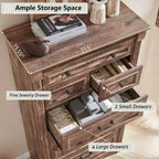 Mastgoal 57 Commode de Ferme avec 7 Tiroirs, Meuble de Rangement Rustique en Bois avec Colonne Romaine pour Chambre à Coucher