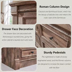 Mastgoal 57 Commode de Ferme avec 7 Tiroirs, Meuble de Rangement Rustique en Bois avec Colonne Romaine pour Chambre à Coucher