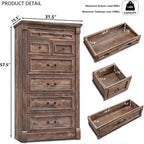 Mastgoal 57 Commode de Ferme avec 7 Tiroirs, Meuble de Rangement Rustique en Bois avec Colonne Romaine pour Chambre à Coucher