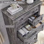 Mastgoal 57 Commode de Ferme avec 7 Tiroirs, Meuble de Rangement Rustique en Bois avec Colonne Romaine pour Chambre à Coucher