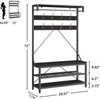 Porte-manteau avec range-chaussures et banc, Meuble d'entrée avec banc de rangement et 8 crochets, Grand porte-manteau avec banc à chaussures pour couloir, salon, chambre à coucher