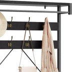 Porte-manteau avec range-chaussures et banc, Meuble d'entrée avec banc de rangement et 8 crochets, Grand porte-manteau avec banc à chaussures pour couloir, salon, chambre à coucher