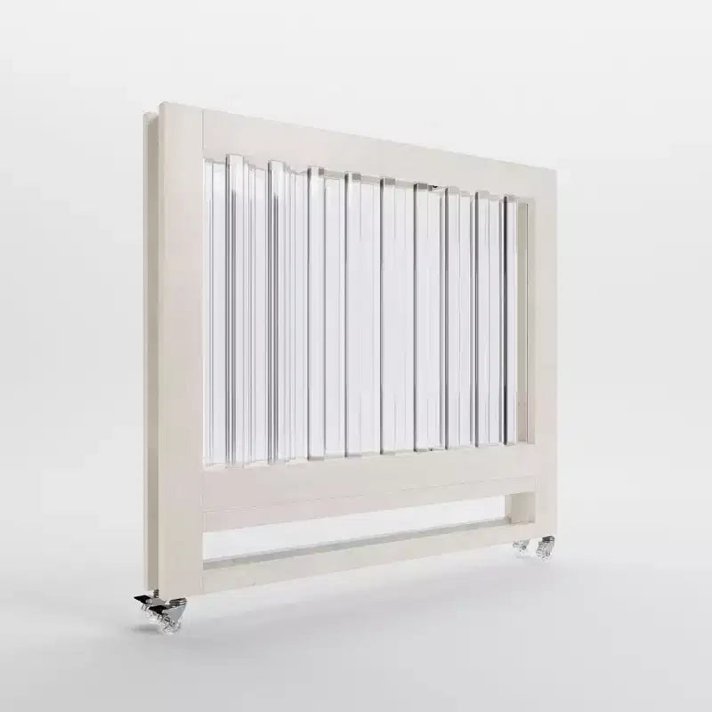 Lit Pliant MelO Caress, Cadre Moderne en Acrylique avec 4 Niveaux de Hauteur, Roues Lisses et Conception Pliante Facile Blanc Lavé