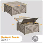 Table basse relevable en bois Yaheetech avec compartiments cachés pour salon ou réception