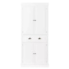 VINGLI 72-Inch White Storage Cabinets with Drawers, Freestanding Pantry Cabinets with Doors and Shelves Adjustable, Farmhouse Kitchen Pantry Cupboard