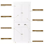 VINGLI Meubles de Rangement Blancs de 72 Pouces avec Tiroirs, Armoires de Garde-Manger Autoportantes avec Portes et Étagères Réglables, Armoire de Rangement de Cuisine Style Ferme