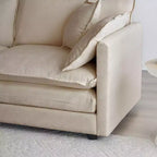 Canapé causeuse moderne en tissu pour salon, grand canapé 2 places rembourré à assise profonde avec 4 oreillers, en chenille beige