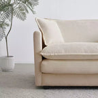 Canapé causeuse moderne en tissu pour salon, grand canapé 2 places rembourré à assise profonde avec 4 oreillers, en chenille beige