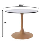 Table à manger ronde LeisureMod Bristol, plateau en MDF avec piètement en acier imitation bois naturel, table de cuisine et de salle à manger moderne, table d'appoint