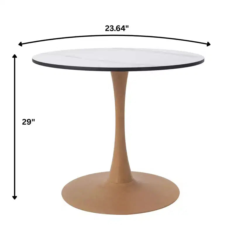Table à manger ronde LeisureMod Bristol, plateau en MDF avec piètement en acier imitation bois naturel, table de cuisine et de salle à manger moderne, table d'appoint