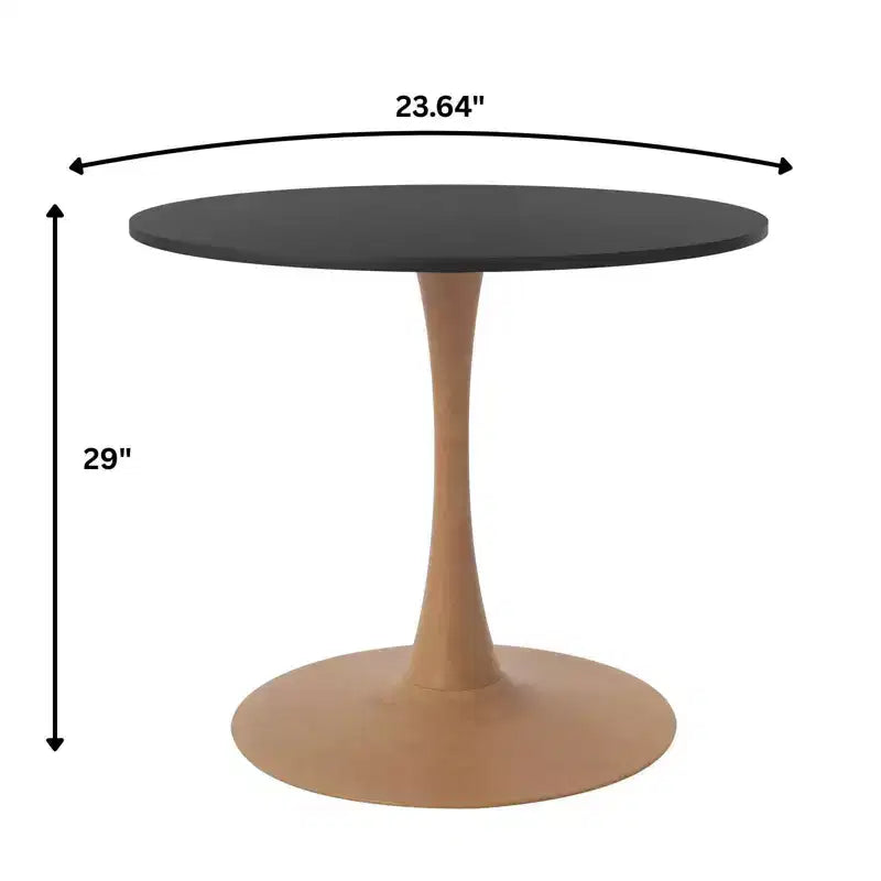Table à manger ronde LeisureMod Bristol, plateau en MDF avec piètement en acier imitation bois naturel, table de cuisine et de salle à manger moderne, table d'appoint