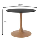 Table à manger ronde LeisureMod Bristol, plateau en MDF avec piètement en acier imitation bois naturel, table de cuisine et de salle à manger moderne, table d'appoint