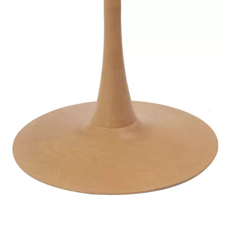 Table à manger ronde LeisureMod Bristol, plateau en MDF avec piètement en acier imitation bois naturel, table de cuisine et de salle à manger moderne, table d'appoint