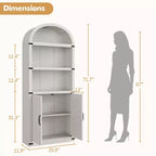 Bibliothèque GustoWave avec portes, étagère arquée de 182 cm de haut, meuble de rangement de style ferme avec étagères, bibliothèques en bois pour bureau à domicile