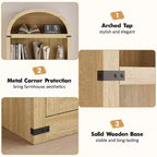 Bibliothèque GustoWave avec portes, étagère arquée de 182 cm de haut, meuble de rangement de style ferme avec étagères, bibliothèques en bois pour bureau à domicile