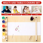 Table et ensemble de tabourets d'art CuisinSmart pour enfants, table d'activités en bois pour tout-petits avec bacs de rangement, bureau de dessin, artisanat en bois pour enfants