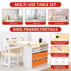 Table et ensemble de tabourets d'art CuisinSmart pour enfants, table d'activités en bois pour tout-petits avec bacs de rangement, bureau de dessin, artisanat en bois pour enfants