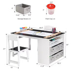 Table et ensemble de tabourets d'art CuisinSmart pour enfants, table d'activités en bois pour tout-petits avec bacs de rangement, bureau de dessin, artisanat en bois pour enfants