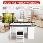 Table et ensemble de tabourets d'art CuisinSmart pour enfants, table d'activités en bois pour tout-petits avec bacs de rangement, bureau de dessin, artisanat en bois pour enfants