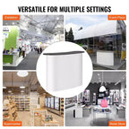 Table de podium portable VEVOR pour salon professionnel, comptoir d'exposition avec mur, table de bar de promotion pliable, podium escamotable, blanc