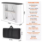 Table de podium portable VEVOR pour salon professionnel, comptoir d'exposition avec mur, table de bar de promotion pliable, podium escamotable, blanc