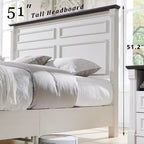 Cadre de lit Queen Size Mastgoal avec tête de lit de 130 cm de haut, pied de lit romain de 51 cm, 2 grands tiroirs de rangement, pas besoin de sommier à ressorts