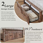 Cadre de lit Queen Size Mastgoal avec tête de lit de 130 cm de haut, pied de lit romain de 51 cm, 2 grands tiroirs de rangement, pas besoin de sommier à ressorts