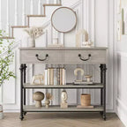 Console d'entrée, petite table d'entrée avec 2 tiroirs, table console étroite avec étagère de rangement pour salon